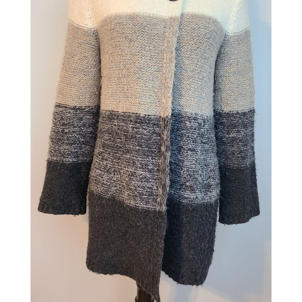 Betty Betty Firenze Italian Wool Blend Color Block Long Cardigan Sweater Sz S - Picture 7 of 13